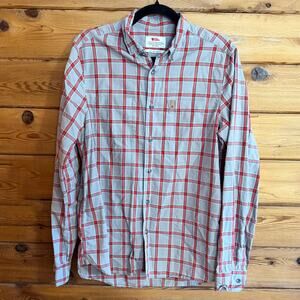 FjallRaven High Coast Shirt Size Medium Regular Fit Gray Red Long Sleeve Plaid